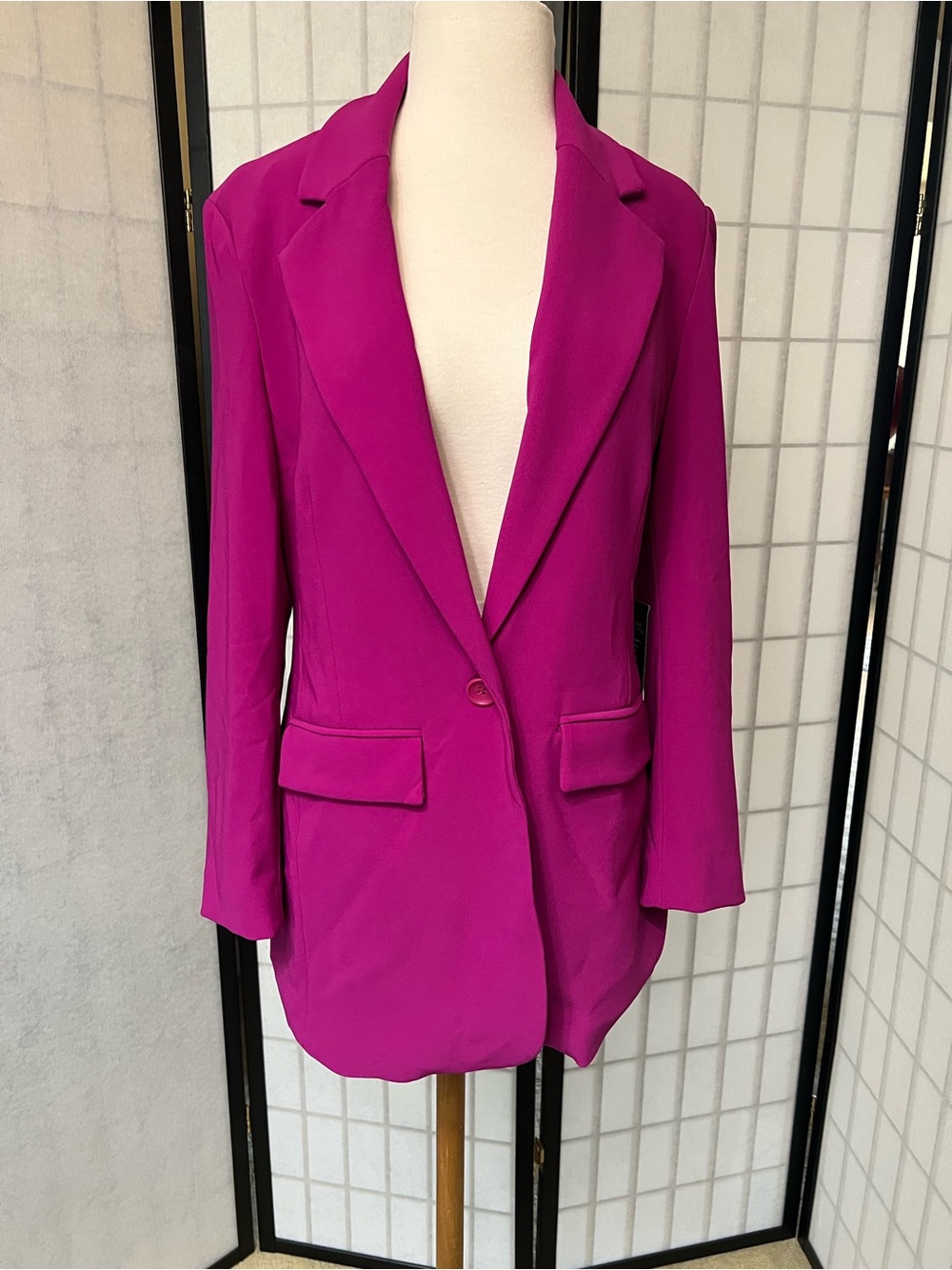 Boston Proper Magenta Single-Button Blazer